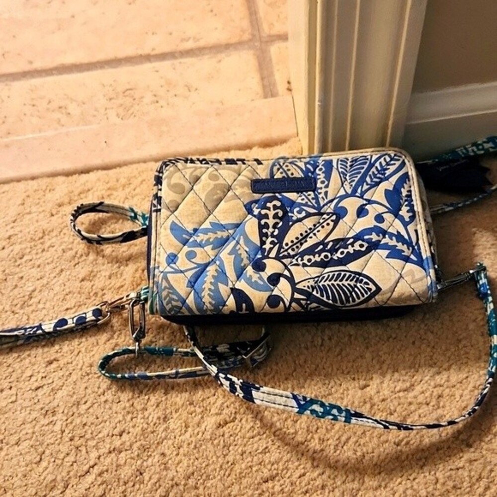 Vera Bradley Blue & White Print Wristlet & Crossbody Bag